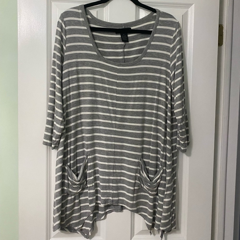 Grace Elements Gray Striped Shirt